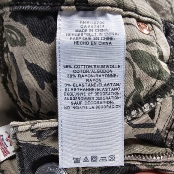 NWT TRUE RELIGION GARDEN CAMO SUPER SKINNY Distressed‎ Mid Rise Jeans Size 27 - Picture 15 of 16